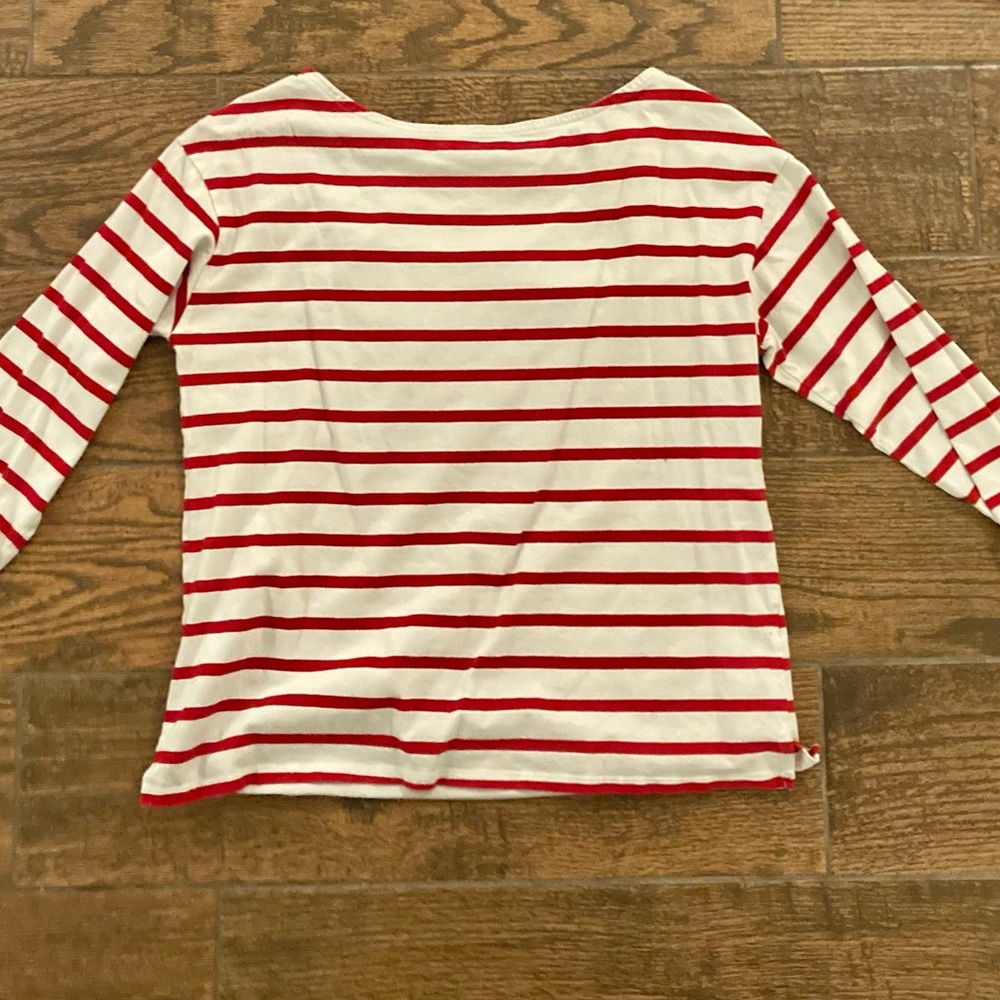 Mid-Length Sleeve Red and White Striped Shirt